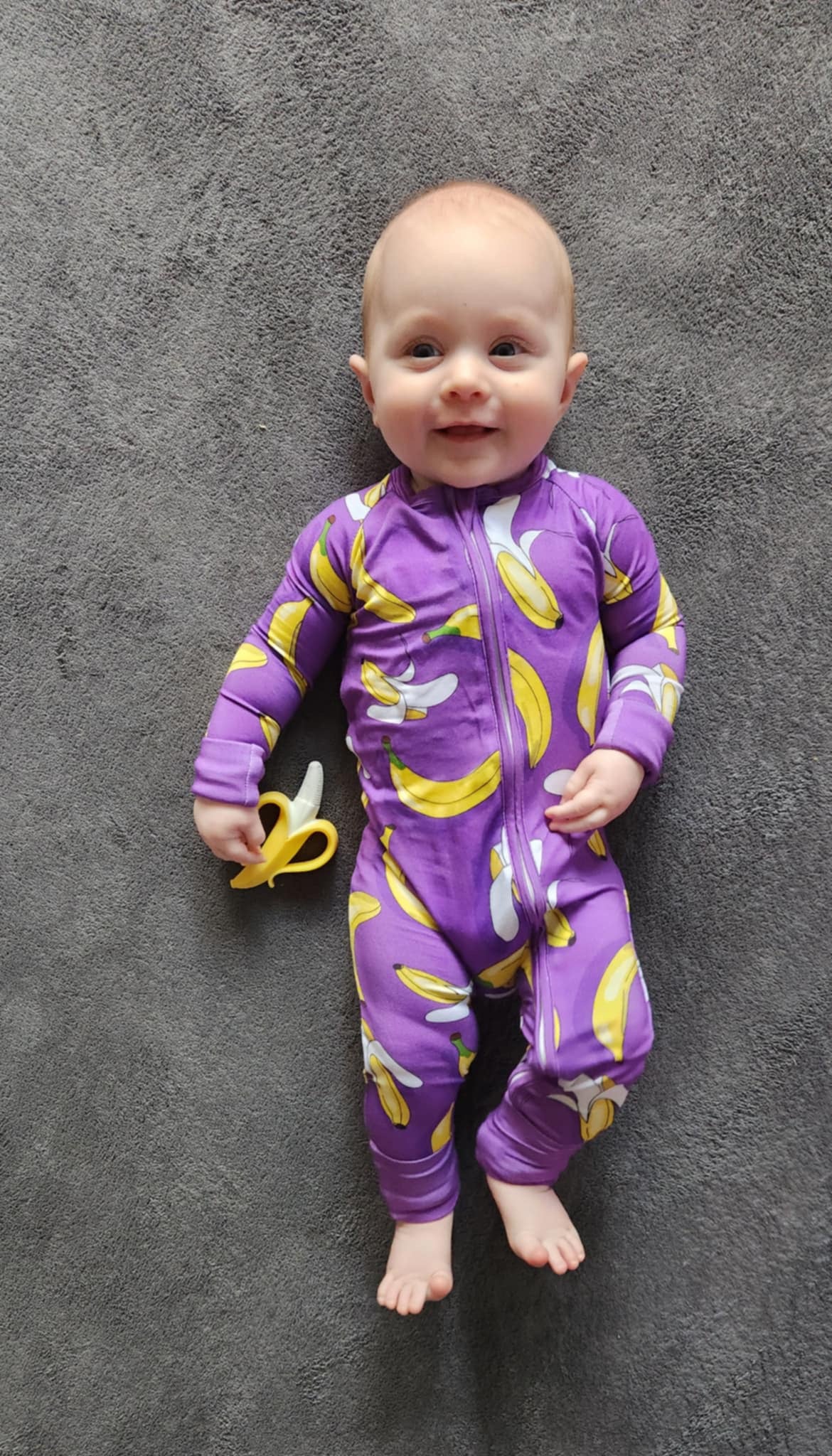 Long sleeve bamboo Zip-Up Romper banana